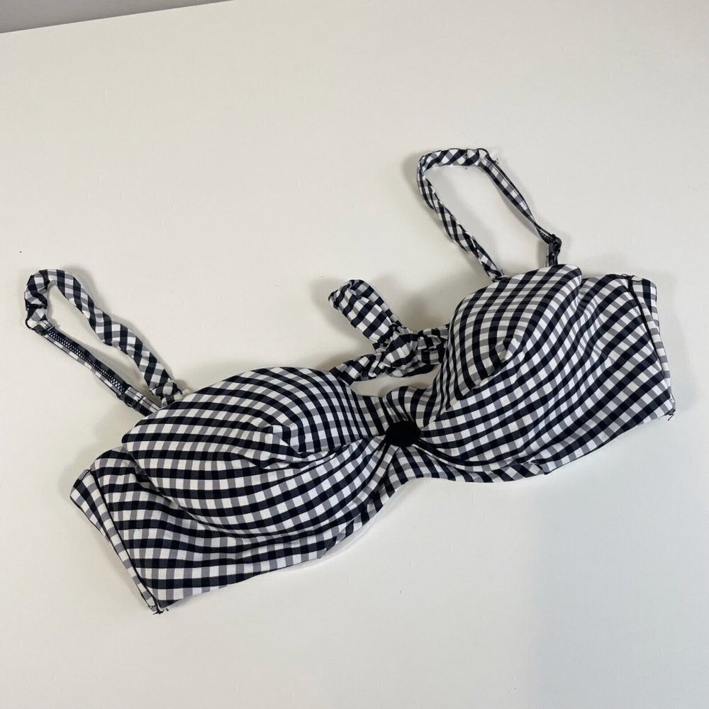 Coco Rave Mini Me Plaid‎ Molded U-Wire Bikini Top XL Womens 38C Swimwear Gingham